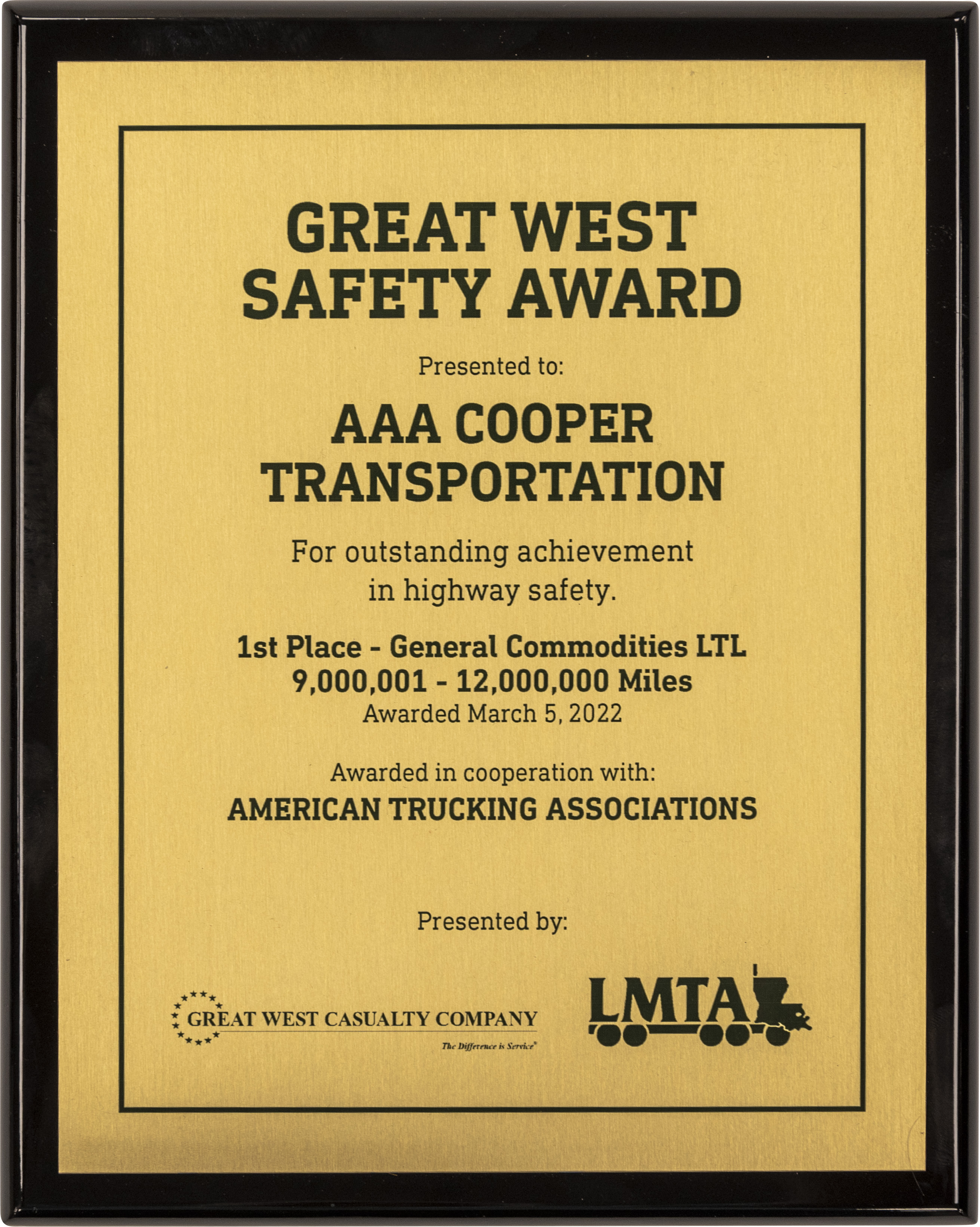 LMTA Safety Award